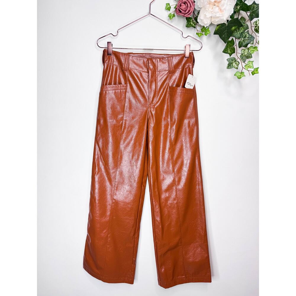 Free People Star Crossed Faux Leather Wide Leg Pants